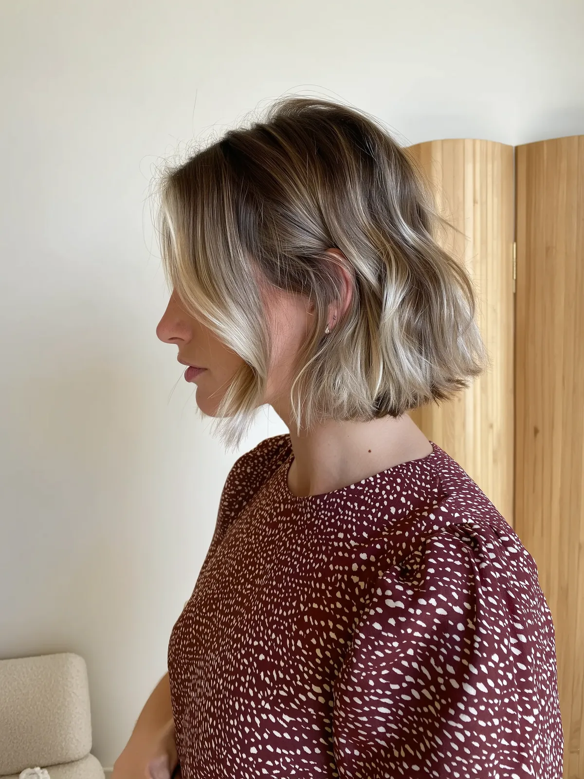 Chin-Length Sandy Blonde Wavy Bob